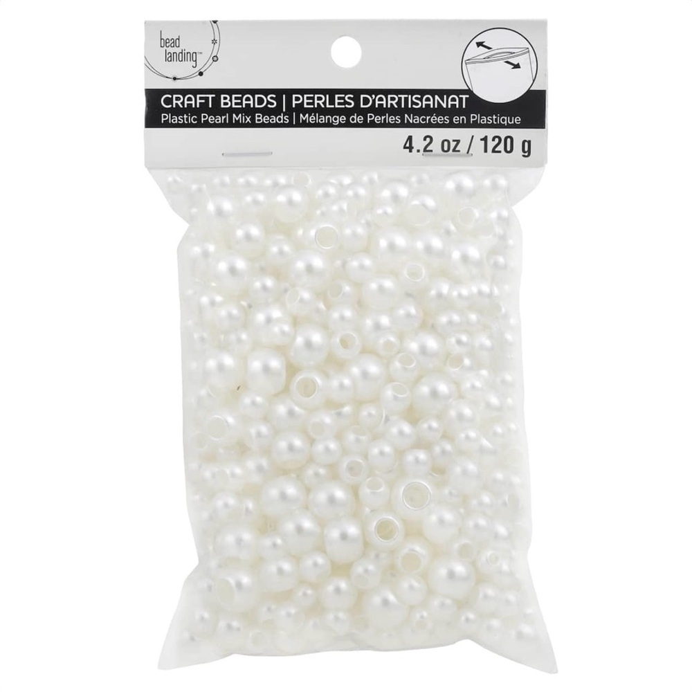 White Pearl Plastic Round Craft Beads by Bead Landing